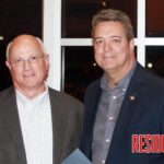 Sebastian County Judge David Hudson with Sebastian County Sheriff at his retirement reception.