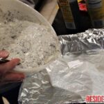 Cookies and Cream Fudge pouring in the bowl