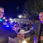 Mayor-Elect David Millard and Mayor Neil Cherry at the Waldron Christmas parade.