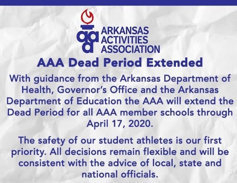 UPDATE: Arkansas Activities Association Extends Dead Period to April 17