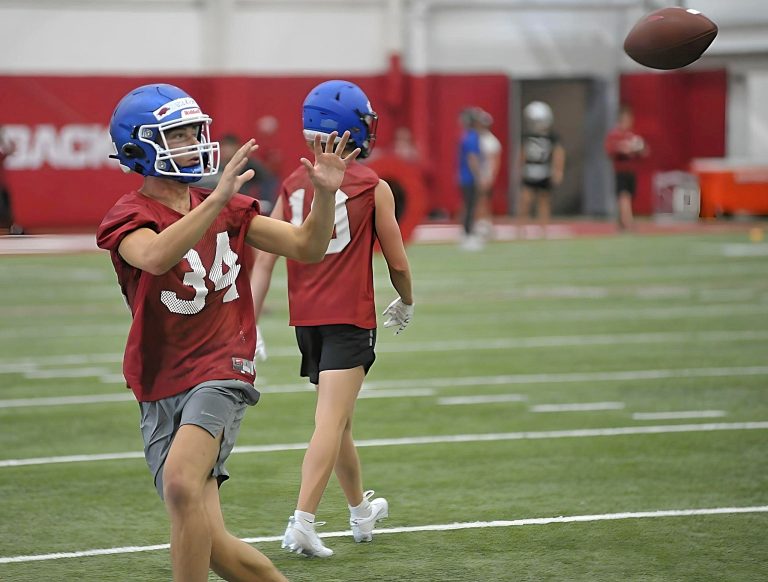 Paris Football Players Participate in Razorbacks Football Camp
