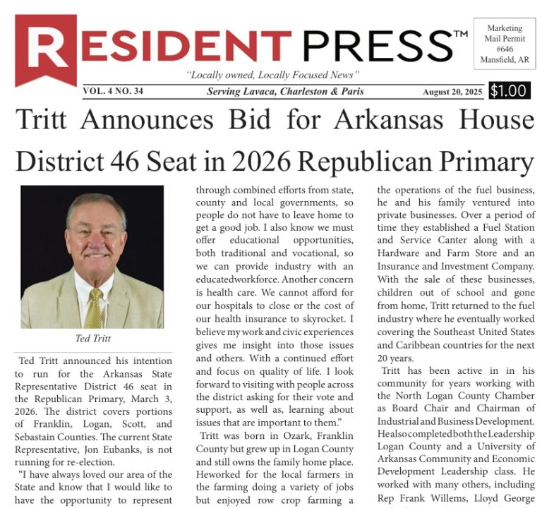 Resident Press (Lavaca, Charleston, Paris edition) 8/20/25 Vol. 4 No. 34
